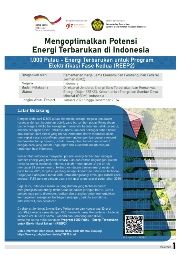 Mengoptimalkan Potensi Energi Terbarukan di Indonesia - 1,000 Islands - Renewable Energy for Electrification Programme Phase 2 (REEP2)